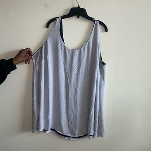 Black white pockadoted reversible tank top
